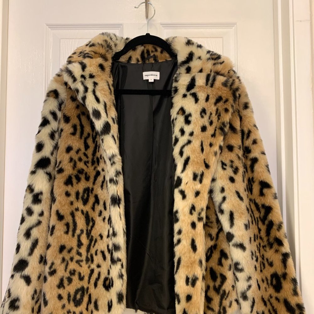 Superdown Cheetah Faux Fur Coat